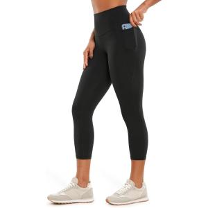CRZ YOGA Butterluxe Workout Capri Leggings Pockets 23″ – High Waist Gym Womens Crop Pants Yoga Buttery Soft(Black)