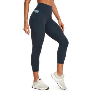 CRZ YOGA Butterluxe Workout Capri Leggings Pockets 23″ – High Waist Gym Womens Crop Pants Yoga Buttery Soft(True Navy)