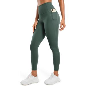 CRZ YOGA Butterluxe Workout Leggings Pockets 25” – High Waisted Gym Womens Yoga Pants Buttery Soft(Dark Forest Green)