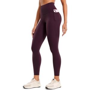 CRZ YOGA Butterluxe Workout Leggings Pockets 25” – High Waisted Gym Womens Yoga Pants Buttery Soft(Deep Purple)