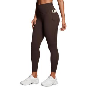 CRZ YOGA Butterluxe Workout Leggings Pockets 25” – High Waisted Gym Womens Yoga Pants Buttery Soft(Hot Fudge Brown)