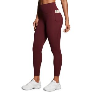 CRZ YOGA Butterluxe Workout Leggings Pockets 25” – High Waisted Gym Womens Yoga Pants Buttery Soft(Red Merlot)