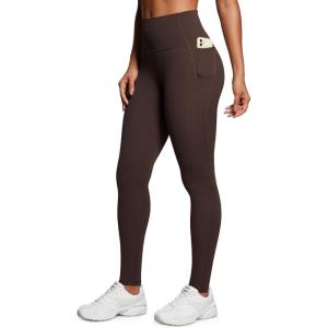 CRZ YOGA Butterluxe Workout Leggings Pockets 31″ – High Waisted Athletic Gym Womens Yoga Pants for Tall Women(Hot Fudge Brown)