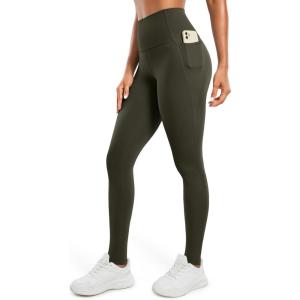 CRZ YOGA Butterluxe Workout Leggings Pockets 31″ – High Waisted Athletic Gym Womens Yoga Pants for Tall Women(Olive Green)