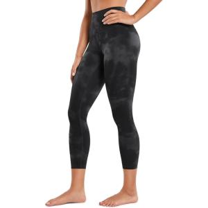 CRZ YOGA Butterluxe Yoga Capris Leggings 23” – High Waisted Buttery Soft Workout Womens Lounge Pants(Black Tie Dye Flowers)