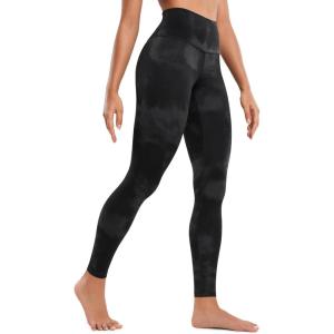 CRZ YOGA Butterluxe Yoga Leggings 28” – High Waisted Womens Workout Lounge Pants Buttery Soft(Black Tie Dye Flowers)