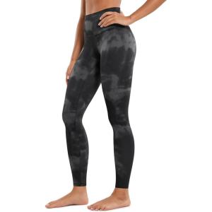 CRZ YOGA Butterluxe Yoga Leggings 28” – High Waisted Womens Workout Lounge Pants Buttery Soft(Grey Tie Dye Flowers)