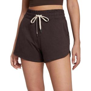 CRZ YOGA Cloud Jersey Dolphin Sweat Shorts for Women 3″ – High Waisted for Casual Athletic Lounge with Pockets(Hot Fudge Brown)