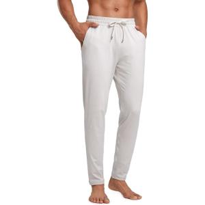 CRZ YOGA Cloud Jersey Lightweight Sweatpants for Men 30″ – Workout Casual Lounge Open Bottom Pants with Zipper Pockets(Milky White)