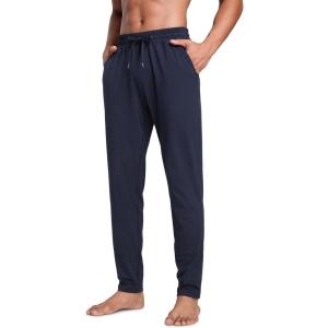 CRZ YOGA Cloud Jersey Lightweight Sweatpants for Men 30″ – Workout Casual Lounge Open Bottom Pants with Zipper Pockets(Navy)
