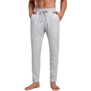 CRZ YOGA Cloud Jersey Lightweight Sweatpants for Men 30″ – Workout Casual Lounge Open Bottom Pants with Zipper Pockets(Platinum Grey)