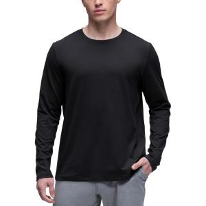 CRZ YOGA Cloud Jersey Long Sleeve Shirts for Men – Crewneck Breathable Casual Workout T-Shirts Soft Basic Tops(Black)