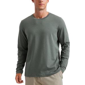 CRZ YOGA Cloud Jersey Long Sleeve Shirts for Men – Crewneck Breathable Casual Workout T-Shirts Soft Basic Tops(Grey Sage)