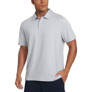 CRZ YOGA Cloud Jersey Polo Shirts for Men – Midweight Golf Short Sleeve Tops Soft Athletic Casual T-Shirts(Platinum Grey)