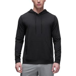 CRZ YOGA Cloud Jersey Pullover Hoodies for Men – Casual Workout Long Sleeve Basic Hooded Sweatshirts with Pocket(Black)