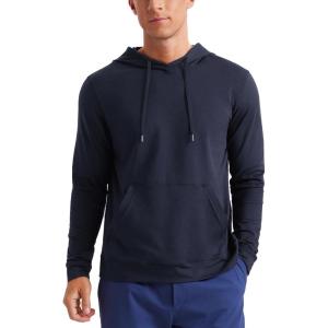 CRZ YOGA Cloud Jersey Pullover Hoodies for Men – Casual Workout Long Sleeve Basic Hooded Sweatshirts with Pocket(Navy)