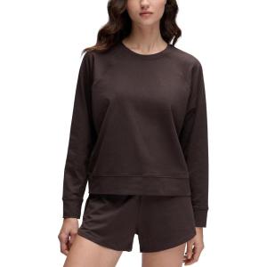 CRZ YOGA Cloud Jersey Pullover Sweatshirt for Women Long Sleeve Soft Casual Crewneck Tops Basic Workout Fall Shirts(Hot Fudge Brown)