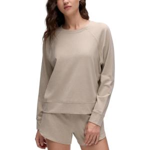 CRZ YOGA Cloud Jersey Pullover Sweatshirt for Women Long Sleeve Soft Casual Crewneck Tops Basic Workout Fall Shirts(Mojave Tan)