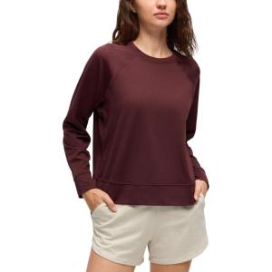 CRZ YOGA Cloud Jersey Pullover Sweatshirt for Women Long Sleeve Soft Casual Crewneck Tops Basic Workout Fall Shirts(Red Merlot)