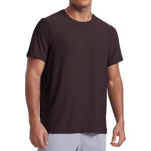 CRZ YOGA Cloudweight Crewneck Shirts for Men – Comfy Lightweight Workout Casual Athletic Short Sleeve T-Shirts(Hot Fudge Brown)