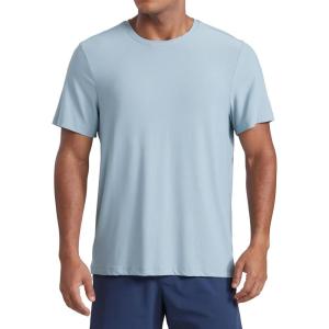 CRZ YOGA Cloudweight Crewneck Shirts for Men – Comfy Lightweight Workout Casual Athletic Short Sleeve T-Shirts(Light Grayish Blue)