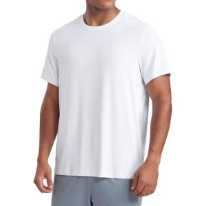 CRZ YOGA Cloudweight Crewneck Shirts for Men – Comfy Lightweight Workout Casual Athletic Short Sleeve T-Shirts(White)