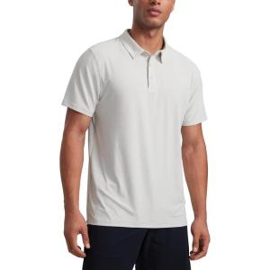 CRZ YOGA Cloudweight Mens Short Sleeve Polo Shirts Slim Fit Lightweight Moisture Wicking Athletic Casual Button Golf T-Shirts(Milky White)