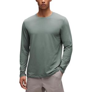 CRZ YOGA Cotton-Blend Long Sleeve Shirts for Men – Moisture Wicking Soft Workout Athletic Casual Crewneck Basic Tops(Grey Sage)
