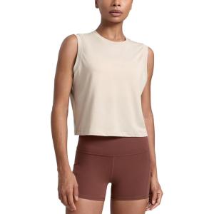 CRZ YOGA Cotton-Blend Workout Muscle Tank for Women Breathable Quick Dry High Neck Athletic Tops Casual Sleeveless Shirts(Mojave Tan)