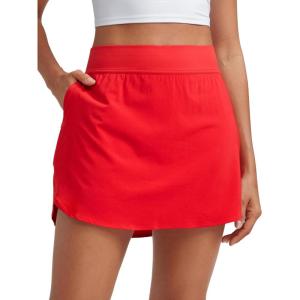 CRZ YOGA Dolphin Golf Skirts for Women A Line High Waisted Casual Athletic Mini Tennis Pickleball Skort with Zipper Pocket(Deep Red)