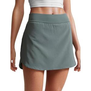 CRZ YOGA Dolphin Golf Skirts for Women A Line High Waisted Casual Athletic Mini Tennis Pickleball Skort with Zipper Pocket(Grey Sage)