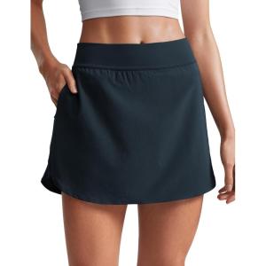 CRZ YOGA Dolphin Golf Skirts for Women A Line High Waisted Casual Athletic Mini Tennis Pickleball Skort with Zipper Pocket(True Navy)