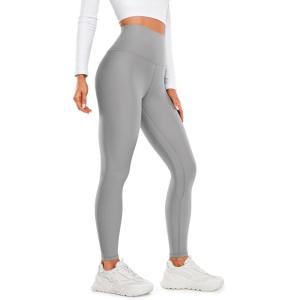 CRZ YOGA Fleece Lined Leggings 28” – Thermal Casual Lounge Workout Yoga Womens Full Length Pants Winter Warm(Rhino Grey)