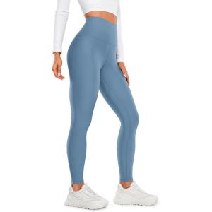 CRZ YOGA Fleece Lined Leggings 28” – Thermal Casual Lounge Workout Yoga Womens Full Length Pants Winter Warm(Universe Blue)