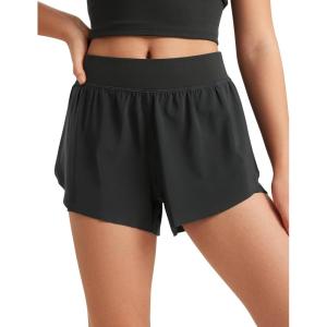CRZ YOGA Girls Feathery-Fit Soft 2 in 1 Dolphin Athletic Shorts – Tennis Soccer Running Casual Liner Pockets Kids Teen(Black)