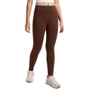 CRZ YOGA Girls Fleece Lined Full Length Leggings Matte – Casual Athletic Thermal High Waist Pants Winter Warm Kids Teen(Lava Brown)