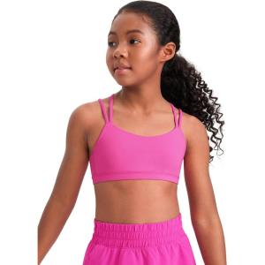 CRZ YOGA Girls Softness Mold Butterluxe Sports Bra – Yoga Athletic Casual Double Spaghetti Strap Scoop Neck Kids Teen(Light Purple)