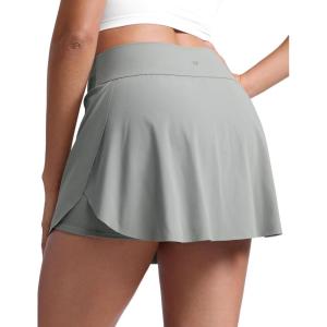 CRZ YOGA High Waisted Side Slit Tennis Skirts for Women – Mini Lined A Line Running Athletic Skort with Inner Pockets(Sterling)