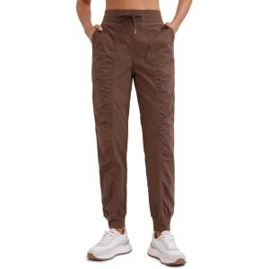 CRZ YOGA Lightweight Workout Joggers for Women 26″/28.5″/30.5″ – Outdoor Running Casual Pants with Pockets(Coffee Brown)