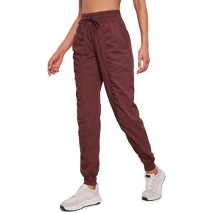 CRZ YOGA Lightweight Workout Joggers for Women 26″/28.5″/30.5″ – Outdoor Running Casual Pants with Pockets(Red Merlot)