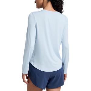 CRZ YOGA Lightweight Workout Long Sleeve Shirts for Women – Gym Running Fall Athletic Training T-Shirts High Neck Tops(Blue Linen)