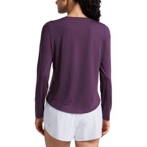 CRZ YOGA Lightweight Workout Long Sleeve Shirts for Women – Gym Running Fall Athletic Training T-Shirts High Neck Tops(Deep Crocus Violet3)