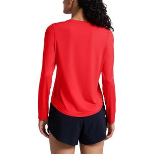 CRZ YOGA Lightweight Workout Long Sleeve Shirts for Women – Gym Running Fall Athletic Training T-Shirts High Neck Tops(Deep Red)