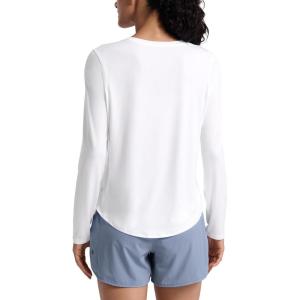 CRZ YOGA Lightweight Workout Long Sleeve Shirts for Women – Gym Running Fall Athletic Training T-Shirts High Neck Tops(White)