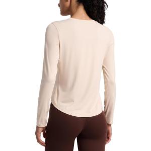 CRZ YOGA Lightweight Workout Long Sleeve Shirts for Women – Gym Running Fall Athletic Training T-Shirts High Neck Tops(White Opal)