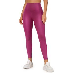 CRZ YOGA Matte Faux Leather Leggings 25″ – Butterluxe High Waisted Stretch Ankle Leather Pants for Women Pleather Tights(Faux Leather Magenta Purple)