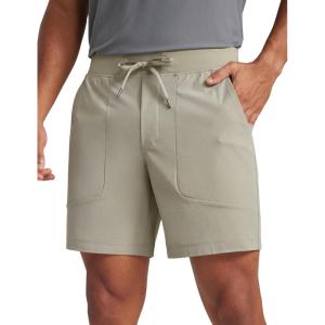 CRZ YOGA Mens All Day Comfy Pull-On Shorts 7″ – Golf Casual Elastic Waist Quick Dry for Athletic Daily with Pockets(Khali Barley)