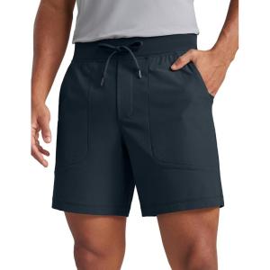 CRZ YOGA Mens All Day Comfy Pull-On Shorts 7″ – Golf Casual Elastic Waist Quick Dry for Athletic Daily with Pockets(True Navy)
