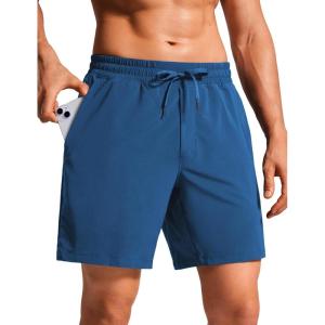 CRZ YOGA Mens Swim Trunks 7” Quick Dry Mesh Lining Athletic Casual Swimwear Shorts with Zipper Pockets(French Navy)