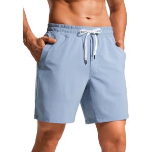 CRZ YOGA Mens Swim Trunks 7” Quick Dry Mesh Lining Athletic Casual Swimwear Shorts with Zipper Pockets(The Breeze Blue)